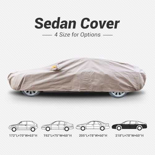 Thick Shell Waterproof All Weather Car Cover (Brown / 3XL：for Sedan(Lenght 170"190" ))