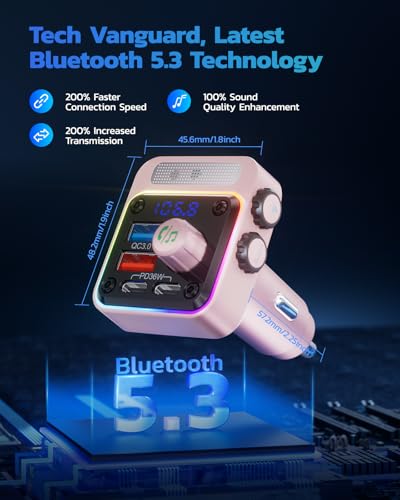 54W Bluetooth 5.3 Car Adapter (Pink)