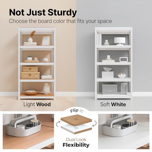 House White 36.2" W 5 Tier Storage Shelves Garage Shelving Unit (White / 36.2"W x 16.5"D)