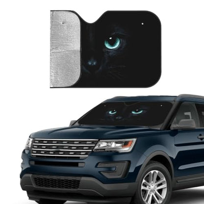Black Cat Eyes Car Windshield Sunshade Front Window Sun Visor Protector Foldable Shield Cover for Truck SUV (Black11 / Small)