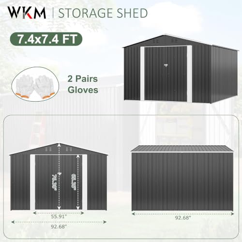 8X8 FT Outdoor Storage Shed Black (Black / 8X8 FT)