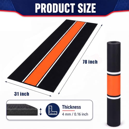 Motorcycle Mat Garage Floor Rug Washable Parking Mats for Garage Floors Non Slip Oil Absorbent Pad Rubber Backing Layer Protects Floor (Orange / 78 X 31 Inch)