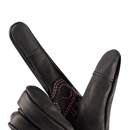 Ladies Full Finger Touch Motorcycle Gloves GL016 PINKBlack L (Large / Pink/Black)