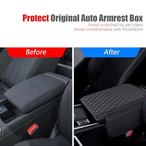 Upgraded] Car Center Console Cover with 2 Storage Bags (Black)