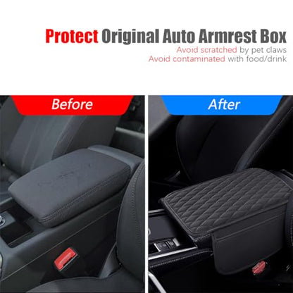 Upgraded] Car Center Console Cover with 2 Storage Bags (Black)