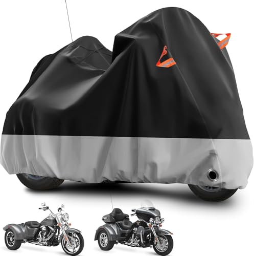 Trike Cover Waterproof Outdoor Heavy Duty 3 Wheel Motorcycle Cover (Black&Grey)