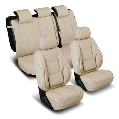 Premium Custom Fit Truck Car Seat Covers Full Set Seat Waterproof (X54 (See Vehicle Size Chart) / Full Set - Beige)
