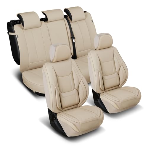 Premium Custom Fit Truck Car Seat Covers Full Set Seat Waterproof (X89 (See Vehicle Size Chart) / Full Set - Beige)