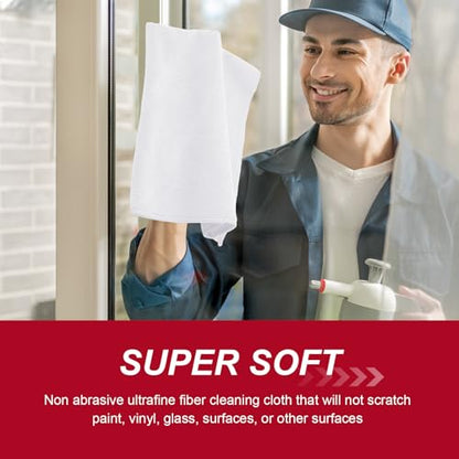 200 Pcs Microfiber Cleaning Cloth 16x16 Inch Microfiber Towels for Car Ultra Absorbent Cleaning Rags Reusable Lint Free Streak Free Detailing Towel for Car Washing Drying Dusting (White)