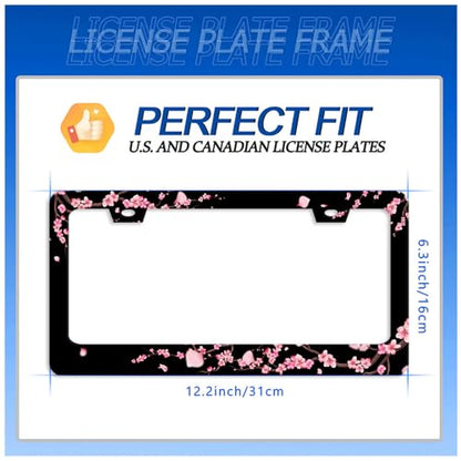 Cherry Blossom License Plate Frame Stainless Steel Car Accessory 6.3x12.3 (Beautiful Cherry Blossom Floral)