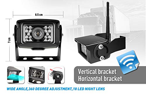 Wireless Backup Camera System Kit for Rv (Black+Silver / 7-inch + 1 Wireless Camera)