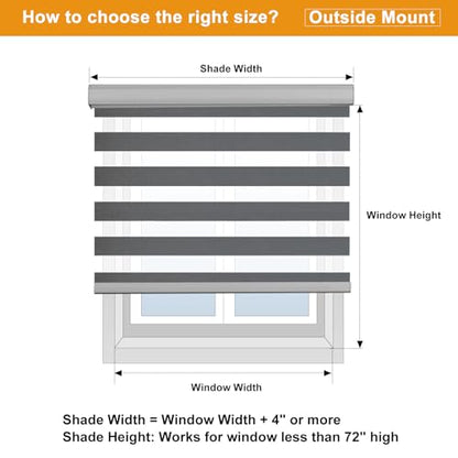 Cordless Zebra Blinds for Windows Shades (35.5"w X 64"h / Grey)