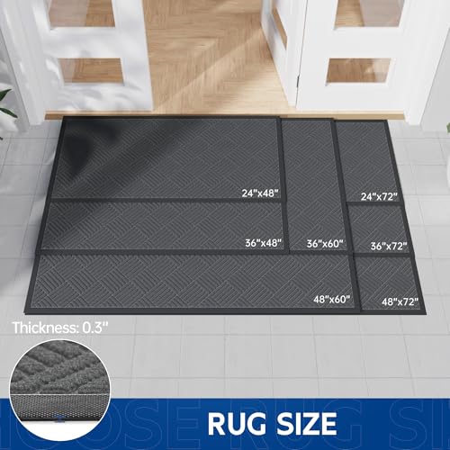 Durable Indoor Outdoor Door Mat (3' x 6' (Rectangular) / Gray-diamond)