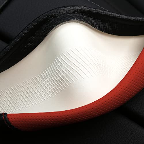 Car Steering Wheel Covers for Women Girl Padded Carbon Fiber PU Leather Cute Cartoon Auto Interior Accessories for Jeep (Red+Black / Large Size[15.2-16"](38.6-40.5cm))