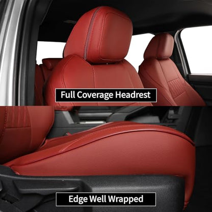 Tacoma Car Seat Covers Custom Fit for Toyota Tacoma (Leather (Burgundy) / 2024-2026 Tacoma (Petrol) Full Set)