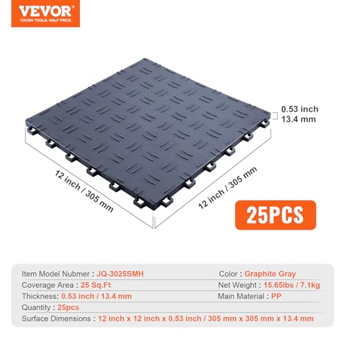 Garage Floor Tiles 12 x 12 x 0.53 inch (25 Pack Tile / Graphite Gray)