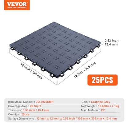 Garage Floor Tiles 12 x 12 x 0.53 inch (25 Pack Tile / Graphite Gray)