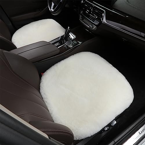 Fuzzy Genuine Sheepskin Car Seat Cover for Women Fluffy Cushion Auto Interior Accessories with Soft Wool Natural Fur