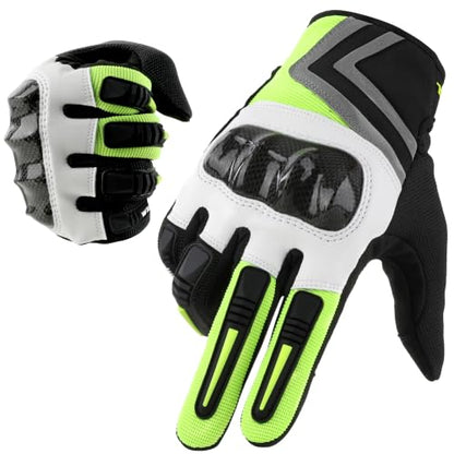 Lightweight Motorcycle Gloves for Men Touchscreen Summer (Fluorescent Green / Medium)
