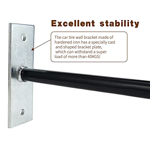 10 Inch Wall Mount Steel Tire Hooks (4 Pack – Black)