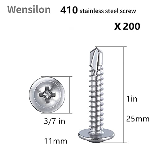 200pcs）#8×1”for Sheet Metal Self (#8X1" / Silver)