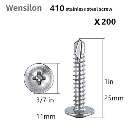 200pcs）#8×1”for Sheet Metal Self (#8X1" / Silver)