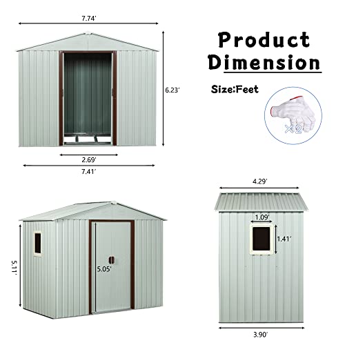 4x8 FT Outdoor Storage Shed (4x8 FT/Window / White)