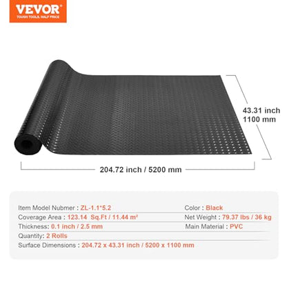 Garage Floor Mats (Black / 204.7"L x 43.3"W x 0.1"Th)