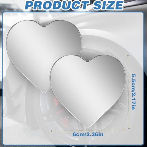2Pcs Cars Heart Shaped Blind Spot Mirrors Car Side Mirror Blindspot Adjustabe Angle Removable Wide Angle Convex RearView Mirror for Enhanced Safety Universal Fit Stick (Heart-2Pcs)
