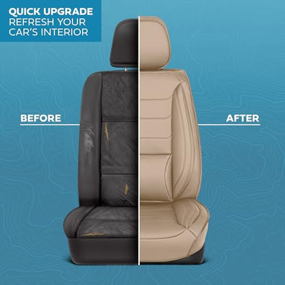 Curated Elite Leather Seat Covers for Cars & SUVs (Black/Beige (Elite) / Front Seats)