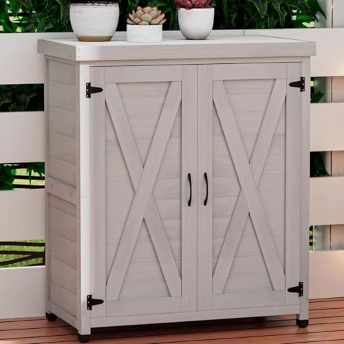 Outdoor Storage Shed Waterproof (Gray / 17.00"D x 36.00"W x 31.10"H)