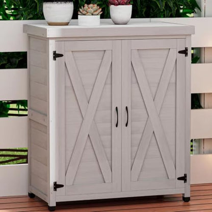 Outdoor Storage Shed Waterproof (Gray / 17.00"D x 36.00"W x 31.10"H)