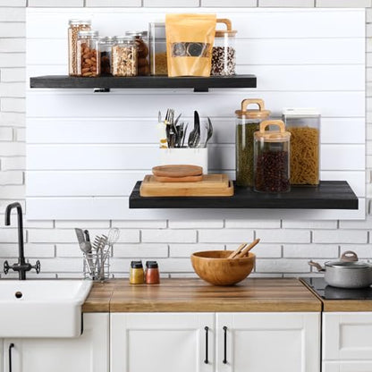 Wooden Floating Shelves for Wall Set of 4 (Black / 23.6" X 11.8" X 1.1")