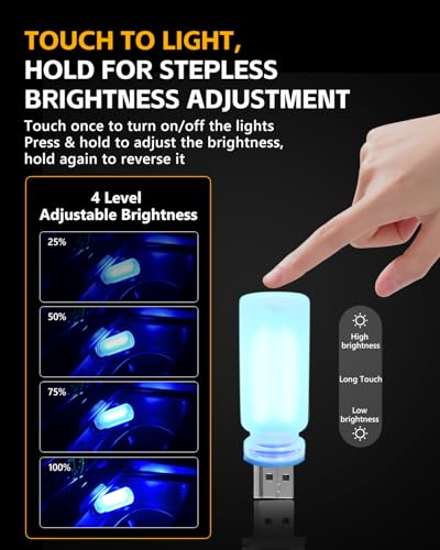 2PCS USB Light for Car (Blue / Frosted Glass)