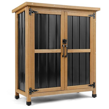 Small Weatherproof Outdoor Storage Cabinet with Lockable Doors (Black / Small 32" x 13" x 40")