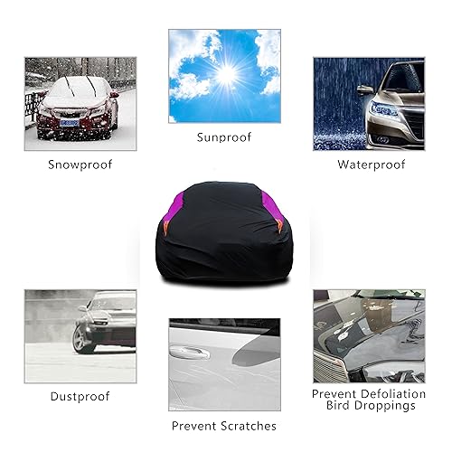 Waterproof Car Cover All Weather Snowproof UV Protection Windproof Outdoor Full car Cover (A3-Fit Sedan Length(178-185 inch） / Purple)