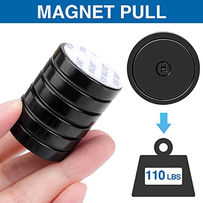 Magnets 110 LBS Heavy Duty Neodymium Strong Magnet 6 Pack (Black / 1.26in)