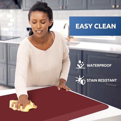 0.8" Thick Kitchen Mat Cushioned Anti Fatigue Rug Comfort Floor Mats (Red / 39"L x 20"W x 0.8"Th)