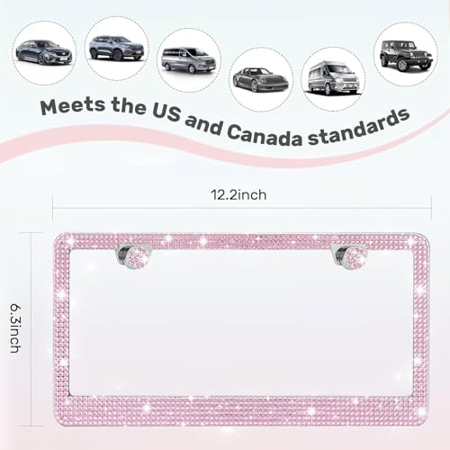 2 Pack License Plate Frames for Women (Pink (2PCS))
