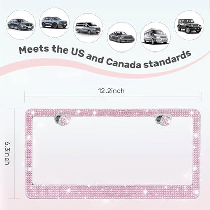 2 Pack License Plate Frames for Women (Pink (2PCS))
