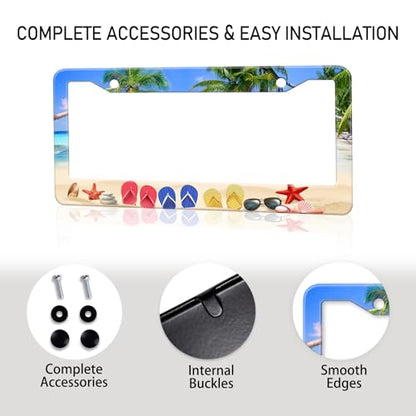 Beach Flip Flops License Plate Frame (Beach flip Flops)