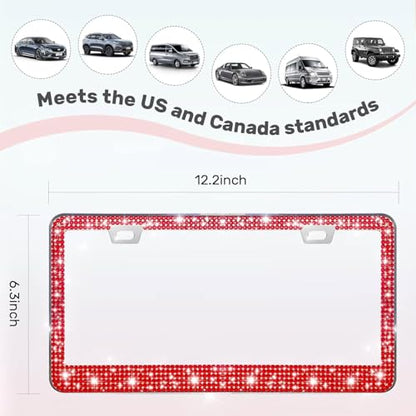 2 Pack License Plate Frames for Women (Red(2PCS))