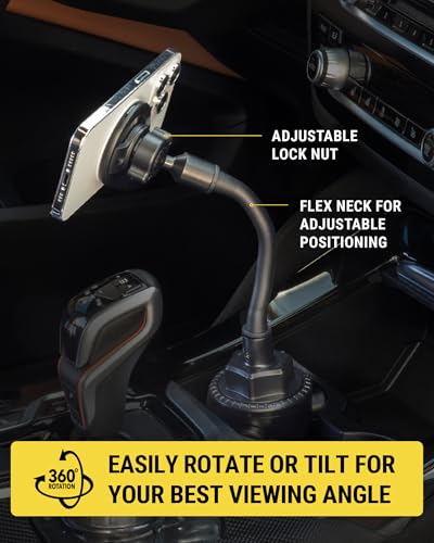 MagicMount™ SMSCUP Magnetic Cup Holder Phone Mount with Adjustable Gooseneck and Magnet Head (Cup Holder / 1 Pack / Black)