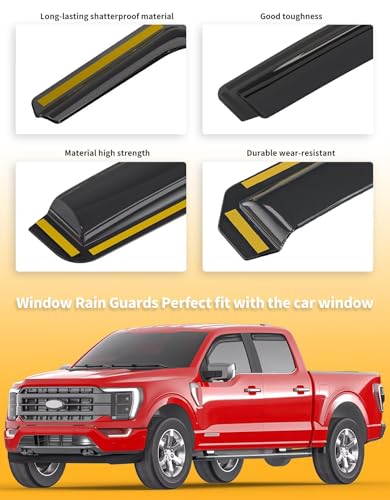 Window Visors Rain Guards for Ford F150 SuperCrew 2021 (Fit for 2021-2026 Ford F150 SuperCrew)