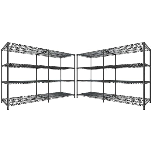 81.5''W Storage Shelves 3680LBS Garage Shelving Heavy Duty 4 Tier Metal Shelving Unit Adjustable Wire Shelf and Storage Pantry Shelves for Kitchen Garage