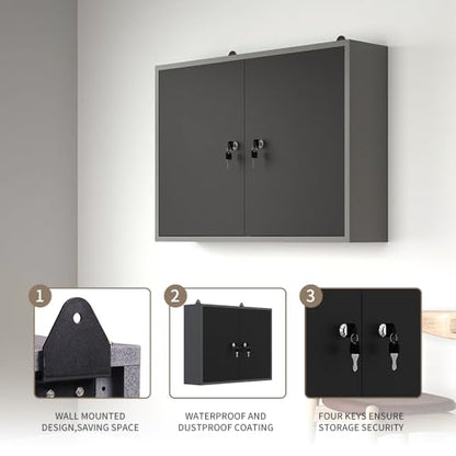 Metal Wall Mounted Tool Cabinet with Lockable Doors