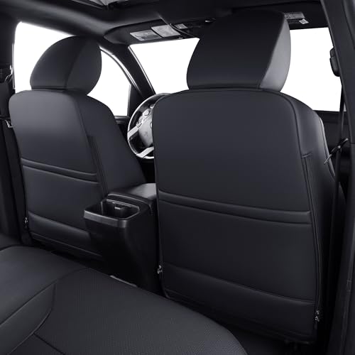 Tacoma Custom Fit Seat Covers for 2024 2025 Tacoma Crew Cab with Faux Leather ((2024-2026 Crew) Full Set / Black & Red)