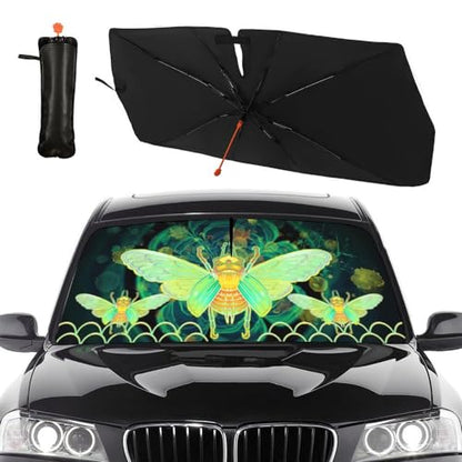 Funny Bee Car Windshield Sun Shade Umbrella Sunshade Block UV Rays Sun Visor Protector Auto Windshield Sunshade to Keep Vehicle Cool for Cars Trucks & Suvs 57 X 30 in (57'' X 30'' / style-AB10)