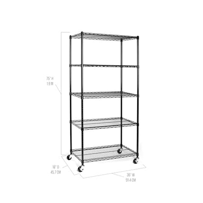 UltraDurable 5 (Black / 5-Tier Shelving, 36" W x 18" D)