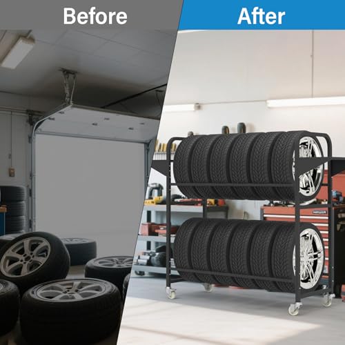 Tire Storage Rack 57" x 55.1" x 20" w (57" x 55.1" x 20" / Modern)